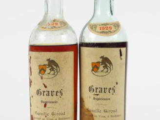 Vente aux enchères 2 BOUTEILLES GRAVES SUPERIEUR CAMILLE GIROUD - 1929 - BEP-VIDANGE