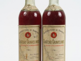 Vente aux enchères 2 BOUTEILLES CHÂTEAU GRAVELINES 1eres CÔTES DE BORDEAUX BLANC LIQUOREU