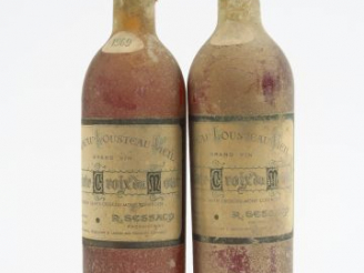 Vente aux enchères 2 BOUTEILLES CHÂTEAU LOUSTEAU VIEIL STE CROIX DU MONT - 1969 - 1 HEP/B