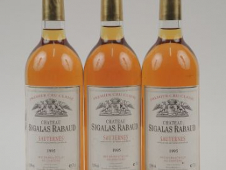 Vente aux enchères 3 BOUTEILLES CHÂTEAU SIGALAS RABAUD 1er CC SAUTERNES - 1995