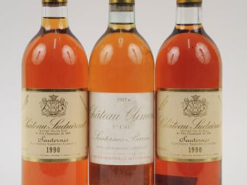 3 BOUTEILLES 1er CC SAUTERNES : 1 CHÂTEAU CLIMENS 1985 - 2 CHÂTEAU SUD