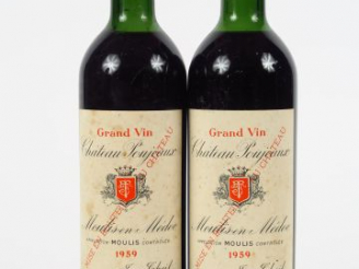 Vente aux enchères 2 BOUTEILLES CHÂTEAU POUJEAUX MOULIS - 1959 - HEP