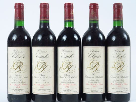5 BOUTEILLES CHÂTEAU CLARKE LISTRAC MEDOC - 1983 - 2 BG