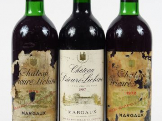 Vente aux enchères 3 BOUTEILLES CHÂTEAU PRIEURE LICHINE GCC MARGAUX - 1 de 1997/2 de 1972