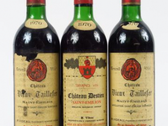 Vente aux enchères 3 BOUTEILLES ST EMILION 1970 : 2 CHÂTEAU VIEUX TAILLEFER LB-HEP/EA - 1