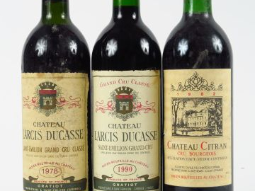 3 BOUTEILLES BORDEAUX : 1 CHÂTEAU CITRAN CB HAUT MEDOC 1982 BG+ - 2 CH