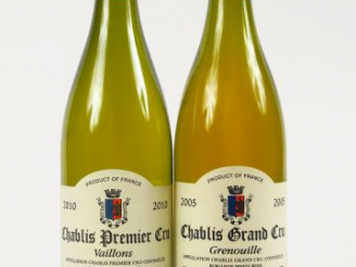 Vente aux enchères 2 BOUTEILLES CHABLIS DROIN : 1 'GRENOUILLE' GC 2005 - 1 'VAILLONS' 1er