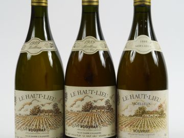 3 BOUTEILLES VOUVRAY 'LE HAUT LIEU' MOELLEUX HUET - 1989