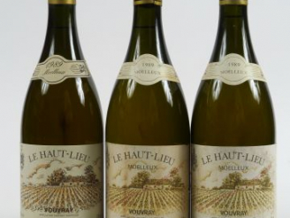Vente aux enchères 3 BOUTEILLES VOUVRAY 'LE HAUT LIEU' MOELLEUX HUET - 1989