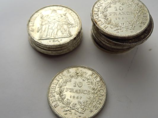 18 pièces de 10 francs argent