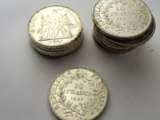 Vente aux enchères 18 pièces de 10 francs argent