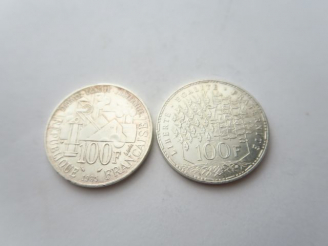 Vente aux enchères 2 pièces de 100 francs argent