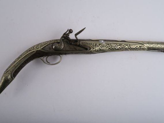 119-26-Réplique moderne pour touristes d’un grand pistolet à silex pou