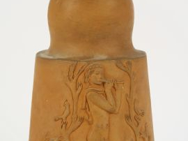 Vente aux enchères Vadim ANDROUZOV. Pied de lampe en terre cuite, à décor de pan jouant d