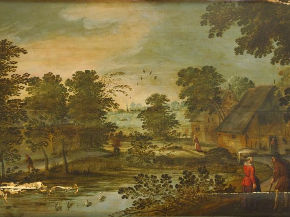 Jasper van der LAANEN (Attribué à) (1592 - 1629) Paysage au château an