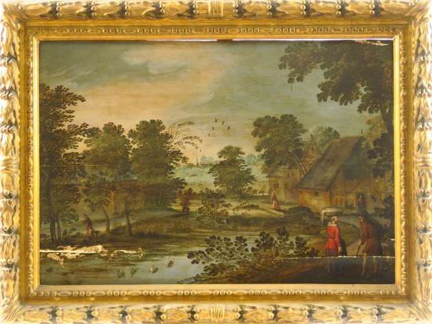 Jasper van der LAANEN (Attribué à) (1592 - 1629) Paysage au château an