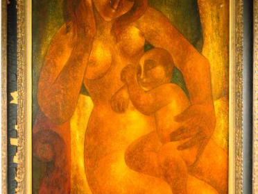 F. BAJEN 'Maternité' Huile sur toile, signée en haut à gauche  100 x 7