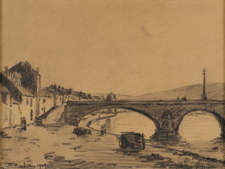Vente aux enchères Francis PICABIA 'Pont à Villeneuve-sur-Yonne, 1909' Dessin au crayon n