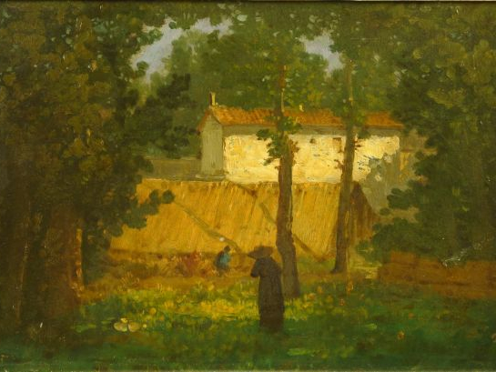 SARDA 'Promenade au jardin' Huile sur panneau