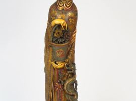 Importante sculpture en ivoire polychrome, représentant une jeune femm