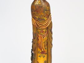 Importante sculpture en ivoire polychrome, représentant une jeune femm