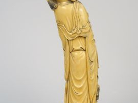 Grande statue en ivoire, représentant Zhoulao accompagné d’un enfant e