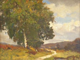 Vente aux enchères Louis CABIE "Arbre seul à Eymontiers". Huile sur panneau, signée en ba