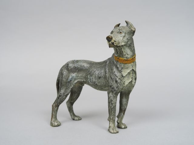 Sujet en bronze polychrome de Vienne 'Dogue allemand' Dim. 14 x 12 cm