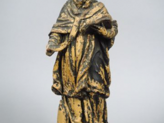 Vente aux enchères 	Sculpture XVII ème en terre cuite patinée « Portrait d’évêque » (manq