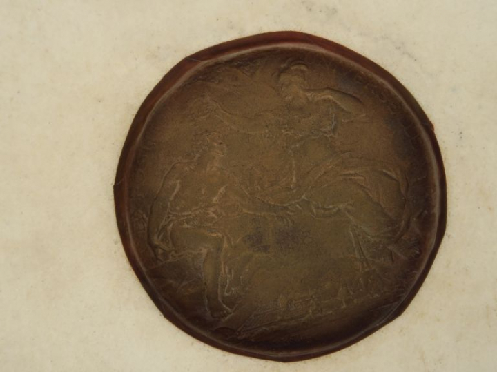François DUQUESNOY. Plaque en biscuit à décor de nymphe entourée d'amo