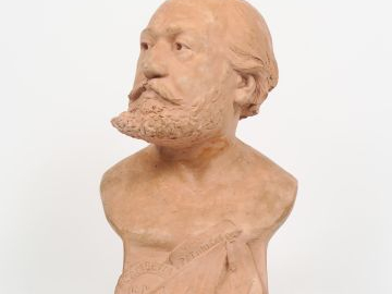 Théodore RIVIERE 'Portrait de Gambetta en buste'. Sculpture en terre c