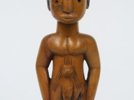 Statuette Ibeji Yorouba, Nigeria Bois dur à patine claire, bleu de les