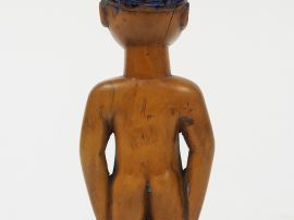 Statuette Ibeji Yorouba, Nigeria Bois dur à patine claire, bleu de les