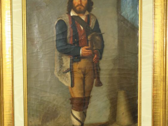 Vente aux enchères Ecole française XIXème.  "Portrait de berger" Huile sur toile Dim. 72,