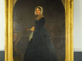 Vente aux enchères CHAPROT "Grand portrait de dame en robe noire" Huile sur toile, signée
