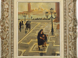 Vente aux enchères Yves BRAYER 'Venise'.  Huile sur toile, signée et située en bas à droi