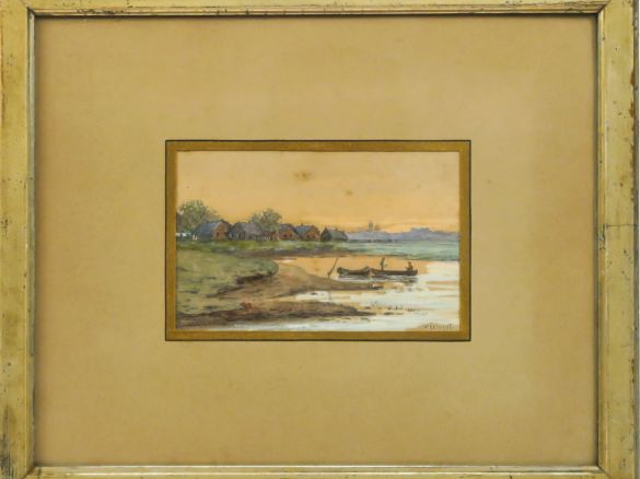 Vasilij Efimovitch EKGORST (1831-1901) 'Village de pêcheurs'.  Aquarel