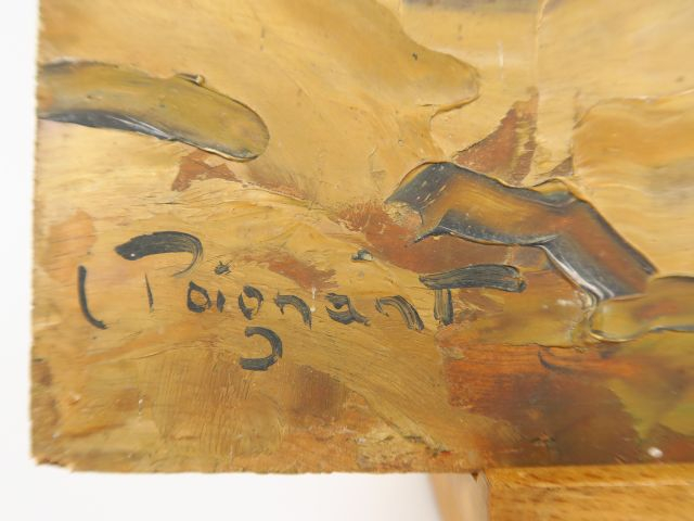 POIGNANT 'Lac de montagne, la Grande casse'.  Huile sur panneau, signé