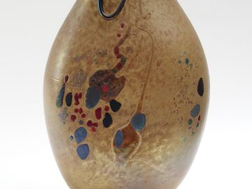 R. PIERINI Grand vase ovoïde en verre, à décor polychrome abstrait sur