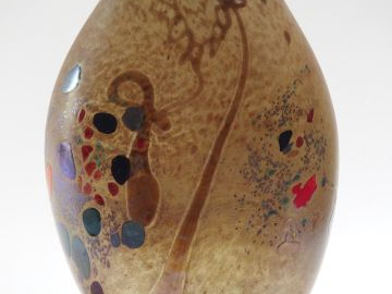 R. PIERINI Grand vase ovoïde en verre, à décor polychrome abstrait sur