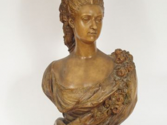 Vente aux enchères GOLDSCHEIDER, "Portrait de Marie Antoinette en buste". Grande sculptur