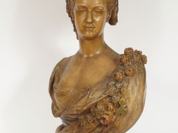 GOLDSCHEIDER, "Portrait de Marie Antoinette en buste". Grande sculptur