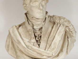 Vente aux enchères D. MAGGEST, "Portrait de militaire en buste". Grande sculpture en plât