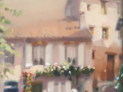 MILAGROS FERRER, "Rincon apacible". Huile sur toile signée en bas à dr