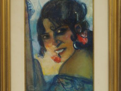 FORTUNEY, "La belle andalouse". Pastel signé en bas à gauche. Dim. : 3