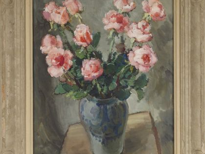 Maurice JOURNAUX, "Roses". Gouache, signée en bas à gauche et datée 19