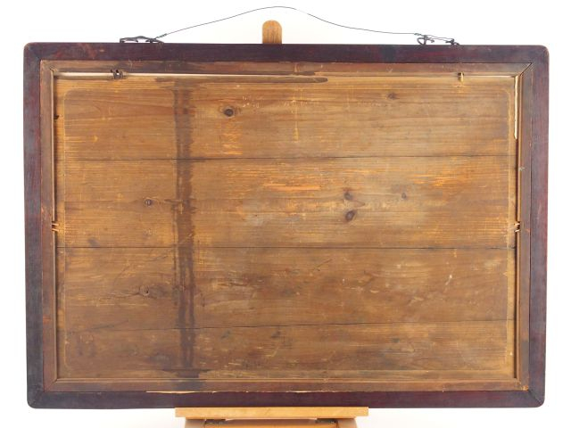 Belle peinture sur soie à décor d'objets mobiliers, d'enfants et de co