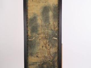 4 peintures sur papier, à décor d'oiseaux et de végétaux (mauvais état