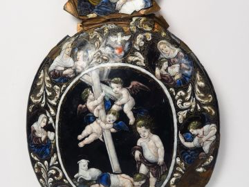 Email fin XVIIème début XVIIIe à décor de scène religieuse. (petits sa