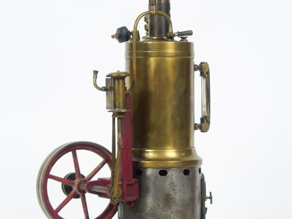 Machine à vapeur à eau vive fin XIXème , avec son réchaud. H. 42,5 cm